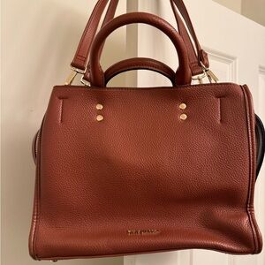 Steve Madden Chestnut Satchel with Gold Details